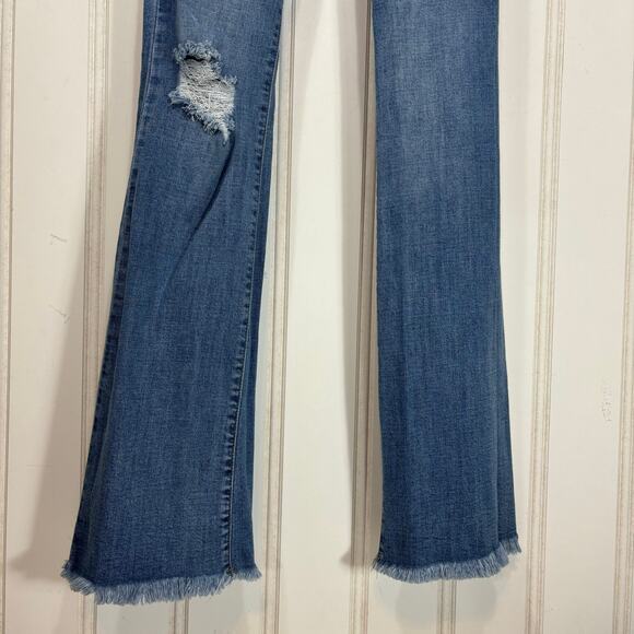 Fashion Nova Bootcut Jeans Women size 1 Frayed Hem High Rise Casual‎ Denim - Picture 5 of 7